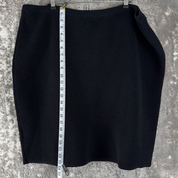 Eileen Fisher Plus Sz 3X Wool Italian Yarn Minimalist Career Skirt Black Pull On - Picture 2 of 7